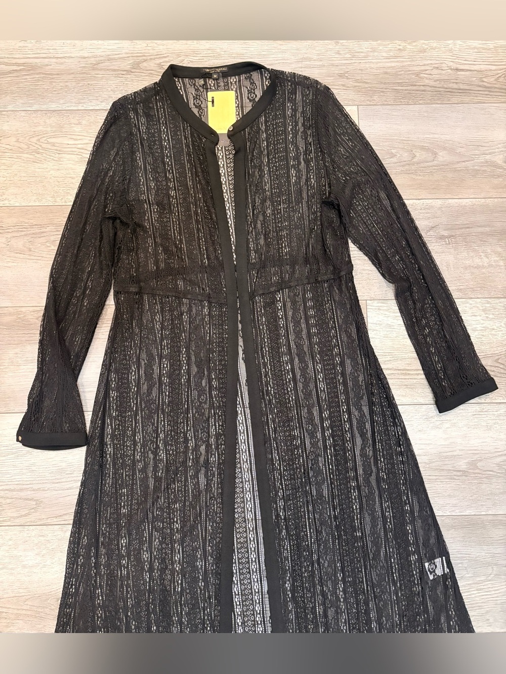 Alberto Makali Sheer Mesh Lace Duster Black NWT - Picture 5 of 8